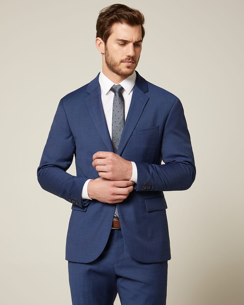 Essential Athletic Fit blue woolblend suit Blazer Short RW&CO.