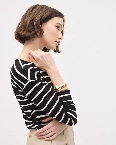 Long-Sleeve Boat-Neck Relaxed Tee