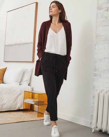 Open Cardigan with Buttoned Cuffs