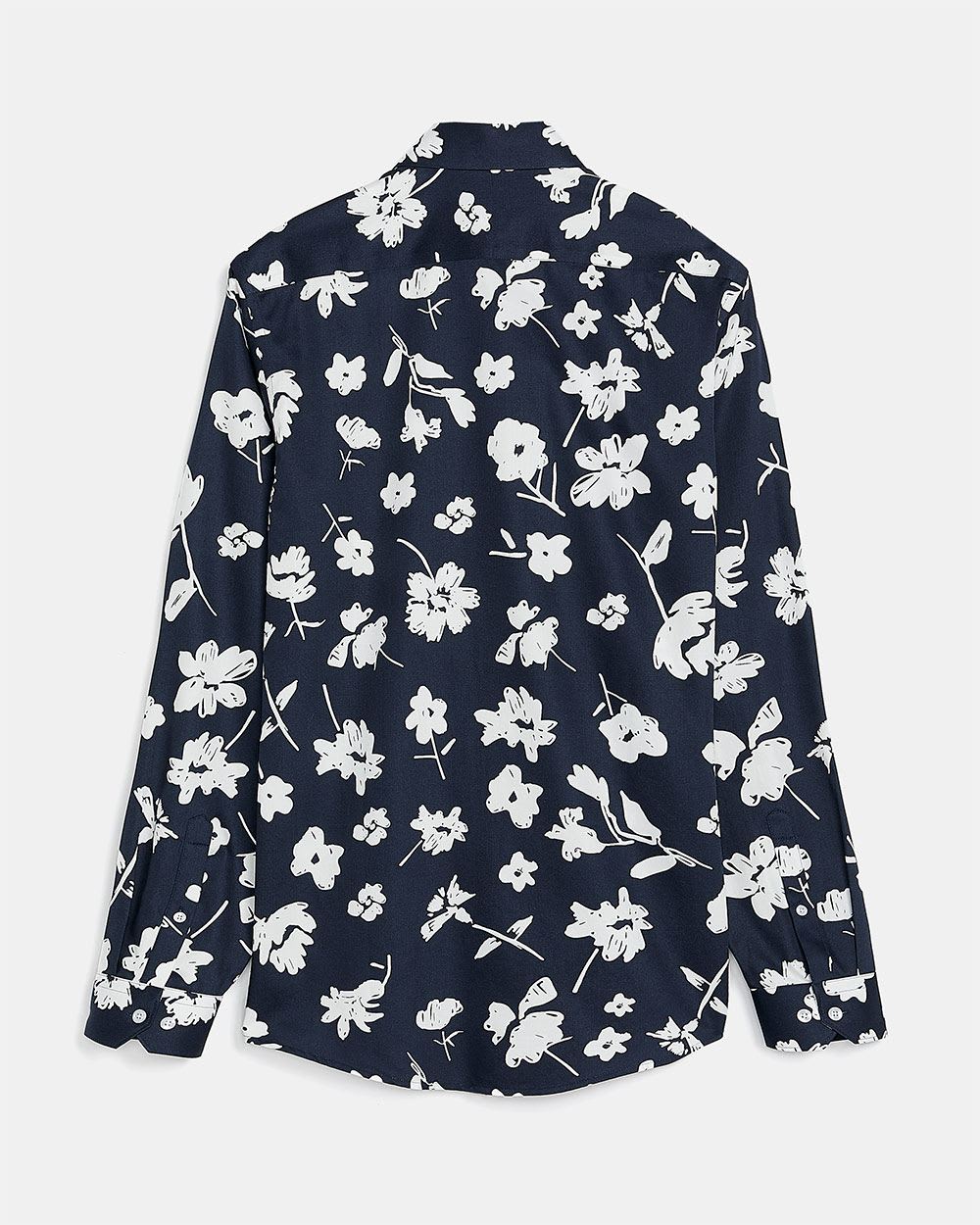 Tailored Fit Navy Bold Flower Dress Shirt
