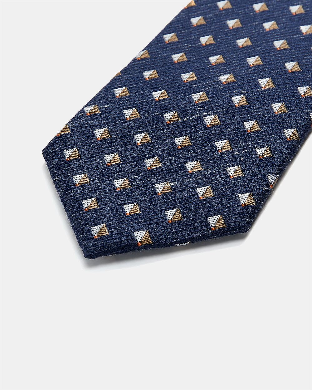 Cravate Régulière à Carreaux Bleu et Camel