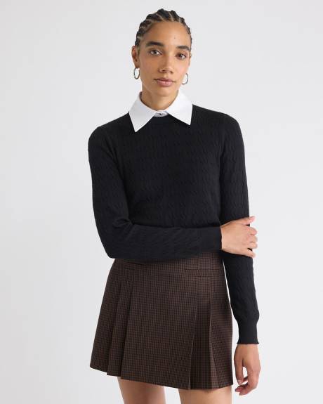 Pull à Manches Longues avec Col Chemisier Amovible