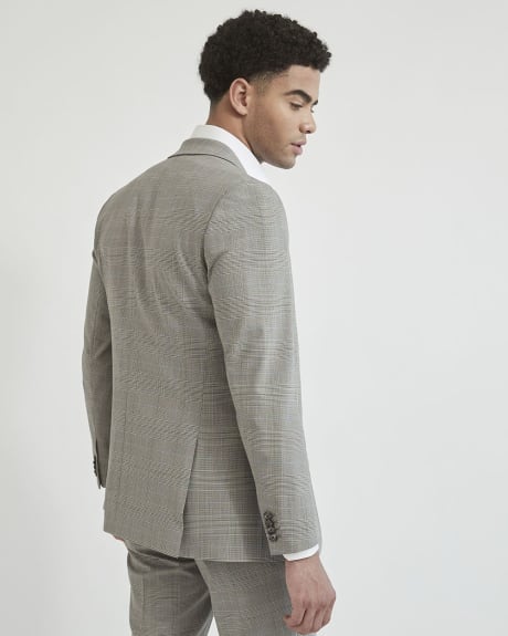 Tailored Fit Stretch Beige Checkered Suit Blazer