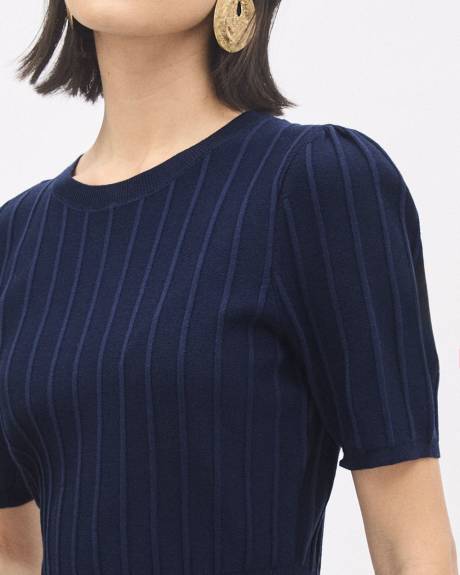 Pull p&eacute;plum &agrave; manches aux coudes avec col rond