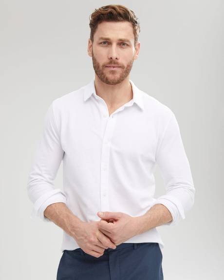 Slim Fit White Knit Shirt | RW&CO.