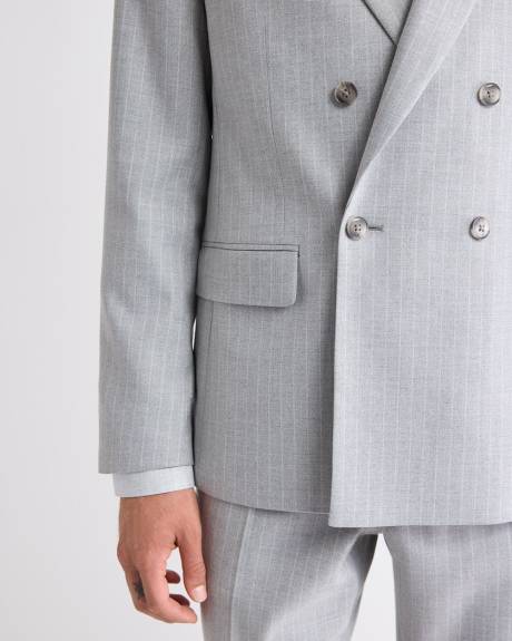 Tailored-Fit Double-Breasted Striped Suit Blazer