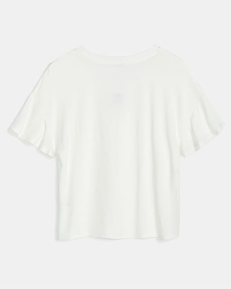 Basic Flutter Sleeve V-Neck T-Shirt