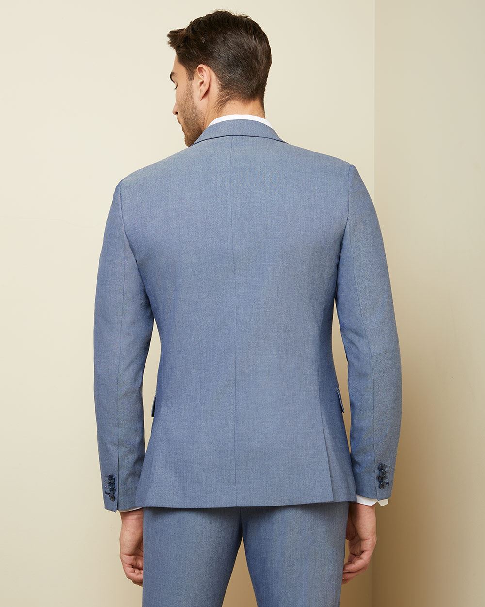 Slim fit two-tone chambray suit blazer