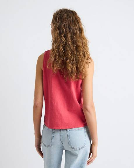 Haut Sans Manches &agrave; Col Rond avec Oeillets