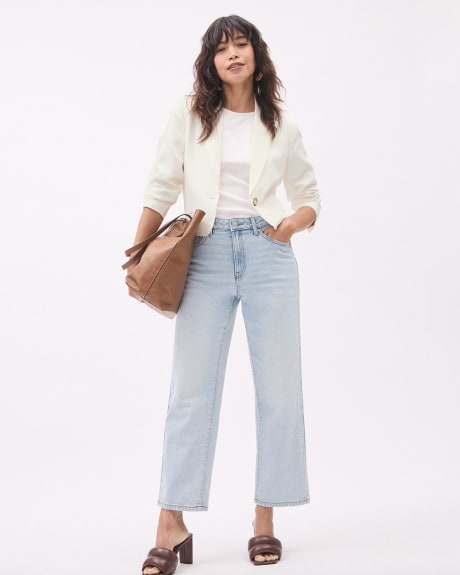 Relaxed-Fit One-Button Cropped Blazer