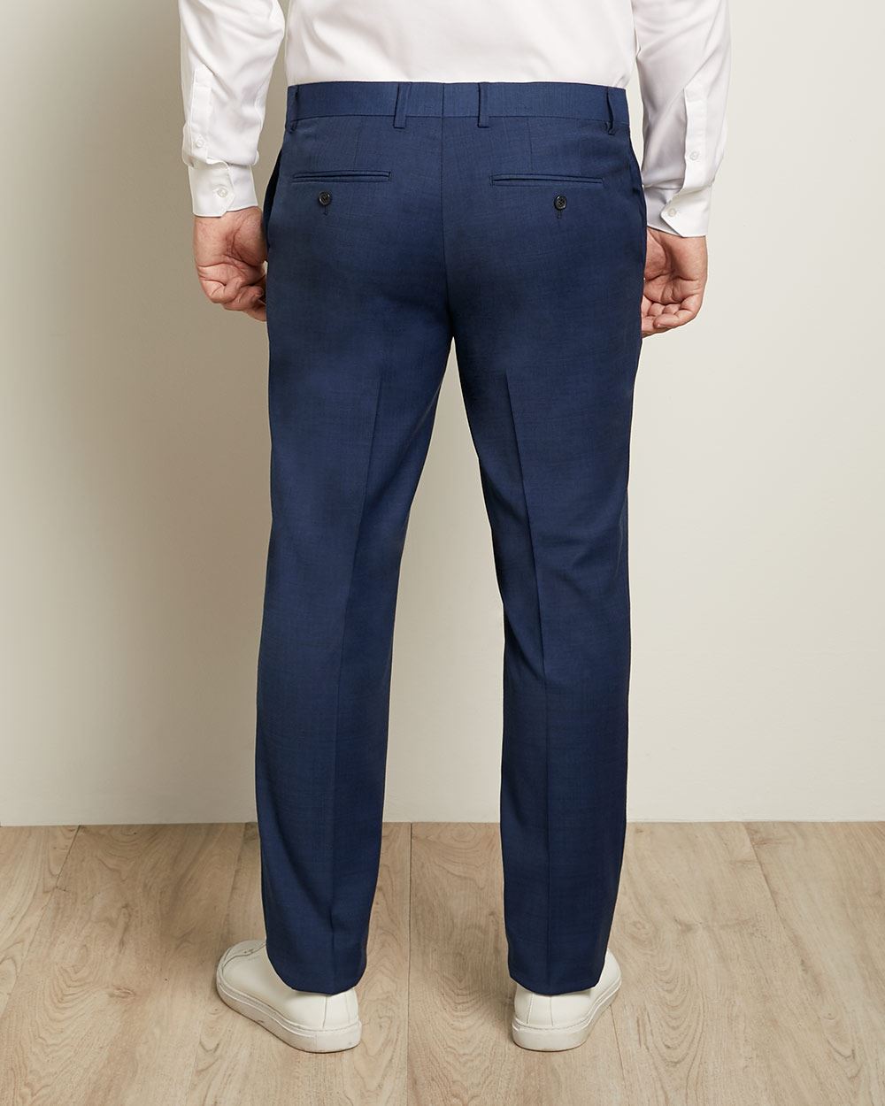 Essential Regular Fit Blue Wool-Blend Suit Pant | RW&CO.