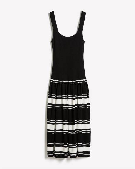 Robe Midi Sans Manches à Col Carré