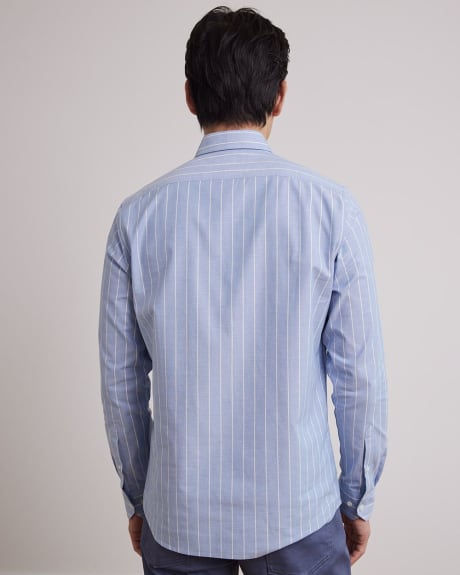 Striped Long-Sleeve Cotton Oxford Shirt
