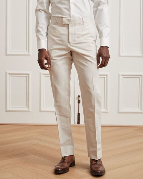 Tailored fit light beige linen-blend suit pant