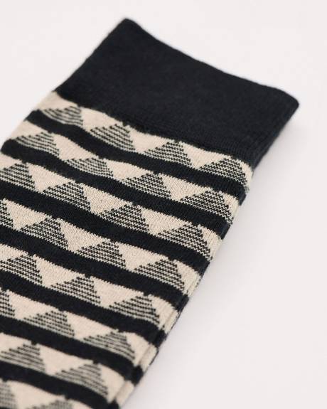 Striped Socks with Geometric Pattern