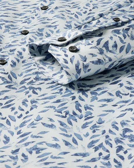 Chemise Habillée à Coupe Étroite avec Motif Floral Bleu