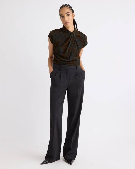 Extended-Sleeve Mock-Neck Burnout Top