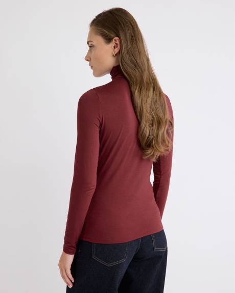 T-Shirt Ajusté à Manches Longues et Col Montant