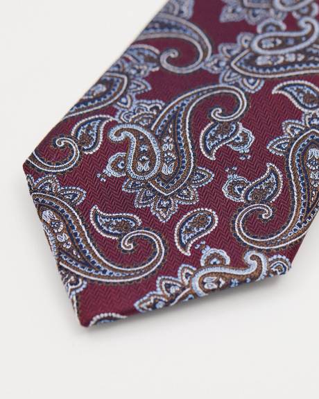 Regular Burgundy Tie with Paisley Pattern