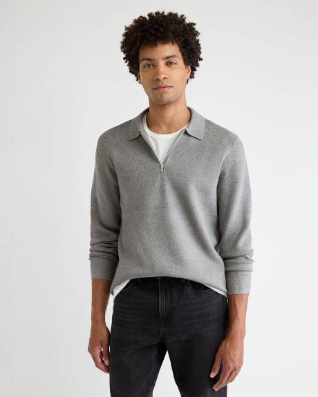 Long-Sleeve Half-Zip Polo Sweater