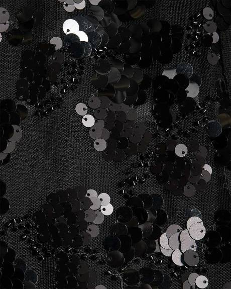 Robe Cocktail Mini à Paillettes à Manches Courtes