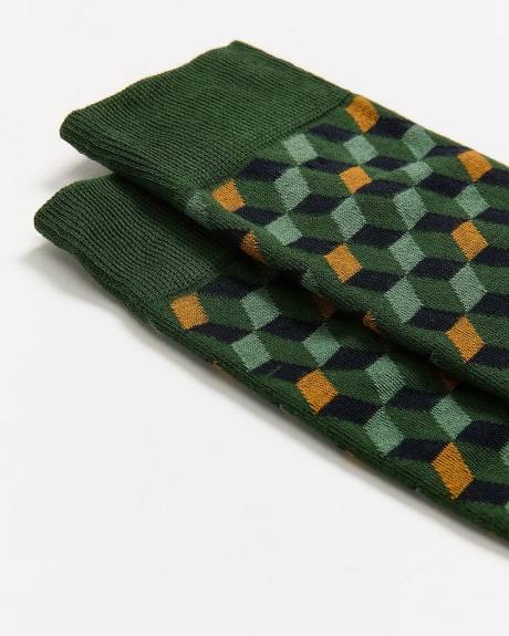 Socks with Square Geometric Pattern