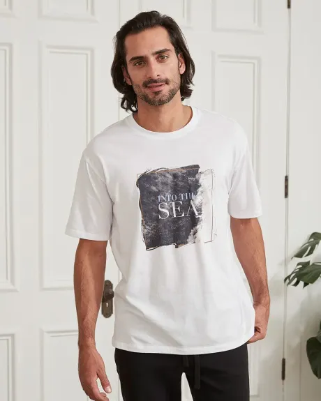 T-Shirt Décontracté à Col Rond à Imprimé Avant