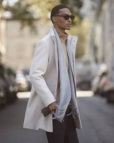 Classic Solid Mock-Neck Wool Coat with Dickey