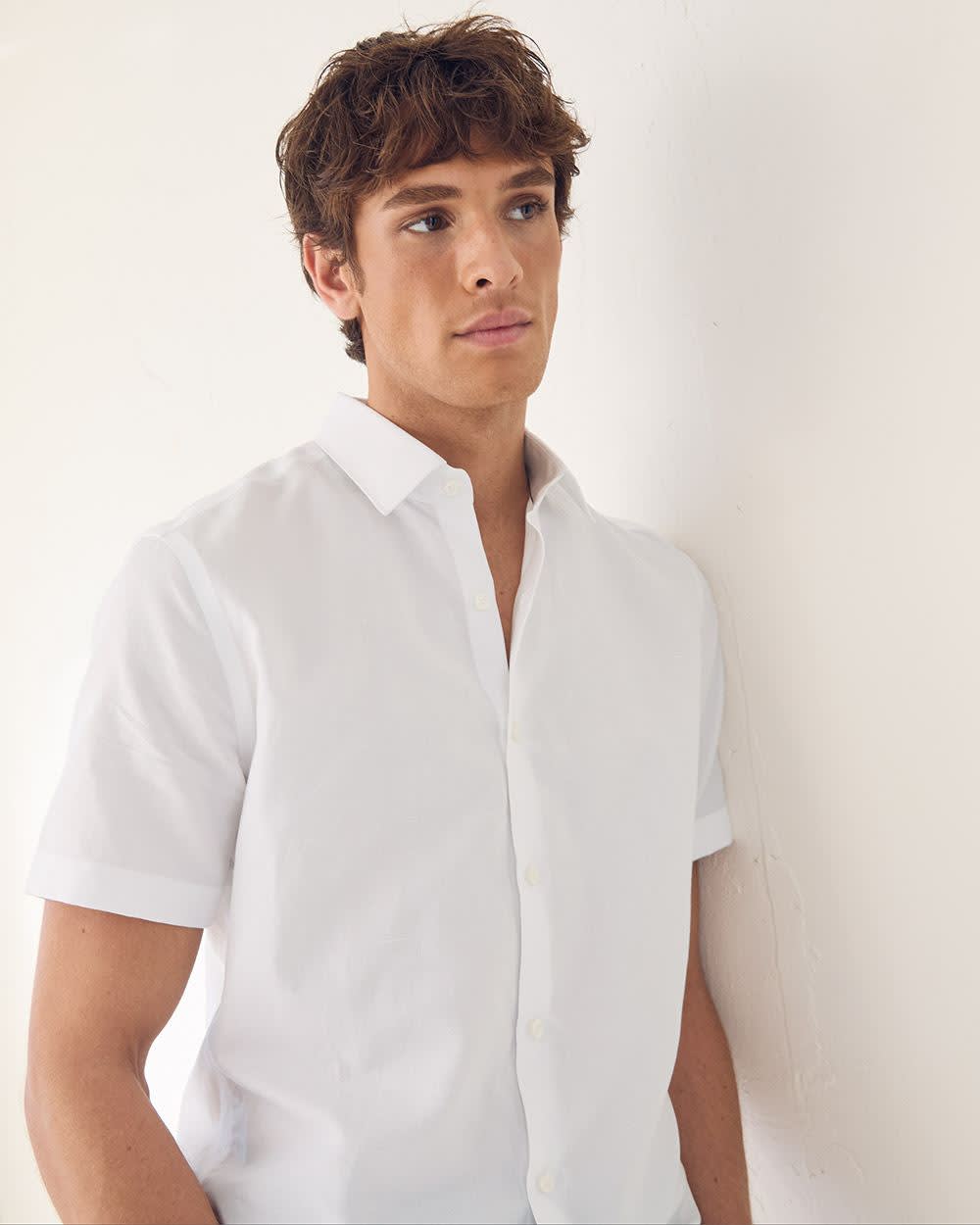 Short-Sleeve Tailored-Fit Linen Dress Shirt