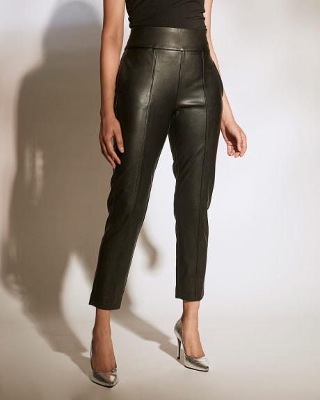 Faux-Leather High-Waist Slim Ankle Pant - 28 "