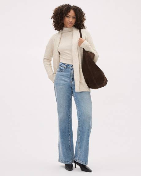 Haut Moulant en Tricot C&ocirc;tel&eacute; &agrave; Manches Longues et Col Montant