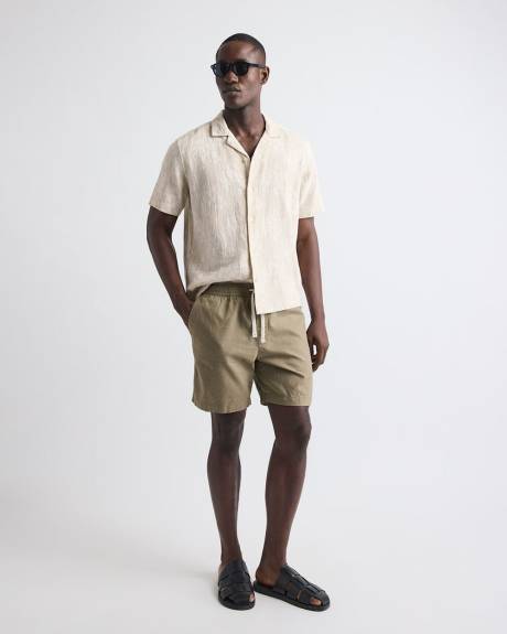 Linen-Blend Short with Elastic Waistband