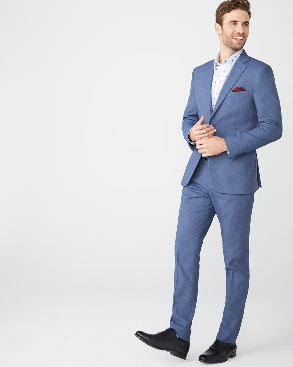 Tailored Fit Coolmax (TM) Crown blue suit pant | RW&CO.