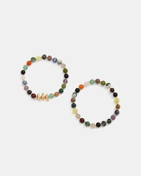 Semi-Precious Beads Two Row Bracelet