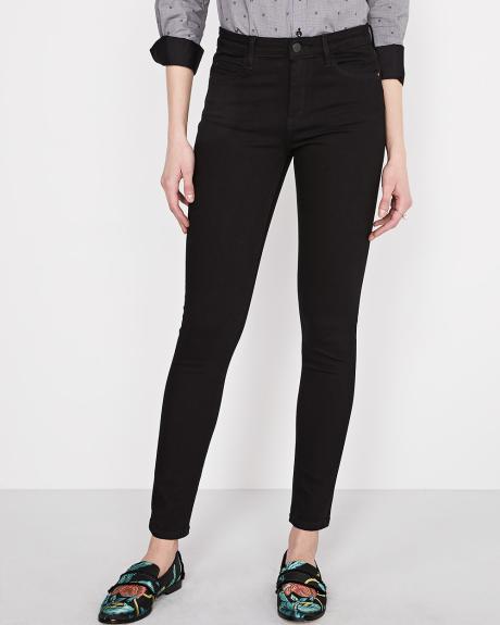 High-waisted extreme 360 stretch black skinny jeans