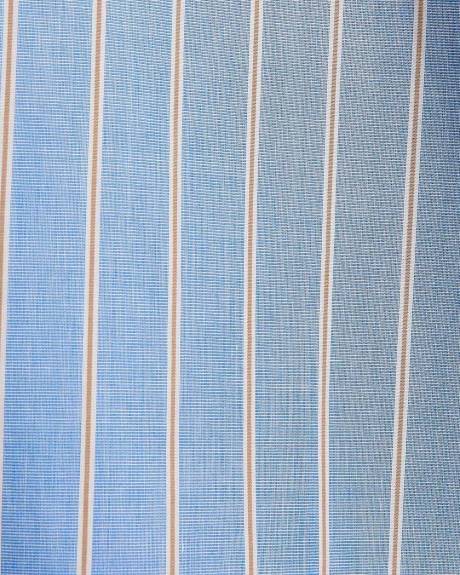 Striped Long-Sleeve Buttoned-Down Poplin Blouse with Contrasting Details