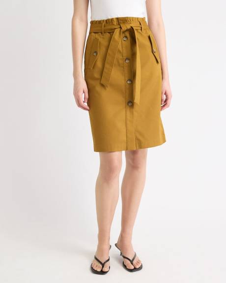 Knee-Length Pencil Skirt with Paperbag Waistband