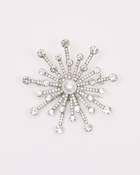 Snowflake Brooch with Pearl