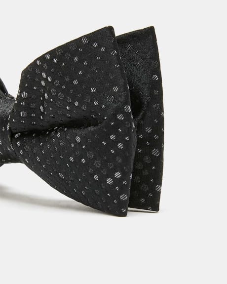 Black Bow Tie with Grey Dots