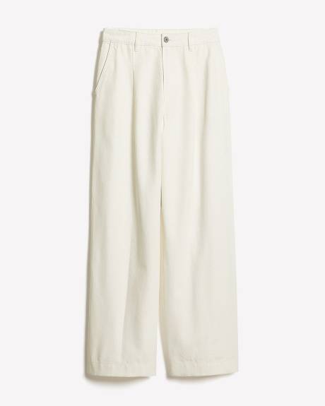 Mid-Rise Wide-Leg Cream Jeans