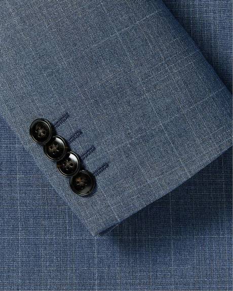 Veston de Complet Carreaut&eacute; Bleu &agrave; Coupe &Eacute;troite