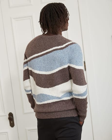 Crew-Neck Sweater with Abstract Jacquard Pattern