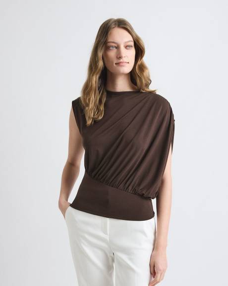 Haut à Détail Asymétrique à Manches Très Courtes et Col Rond