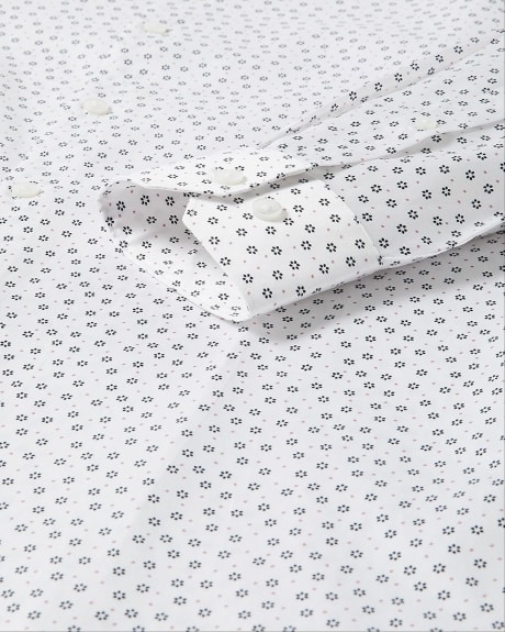 Slim Fit Micro Geometric Floral Print Dress Shirt