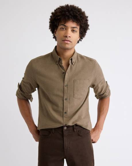 Slim-Fit Solid Flannel Shirt