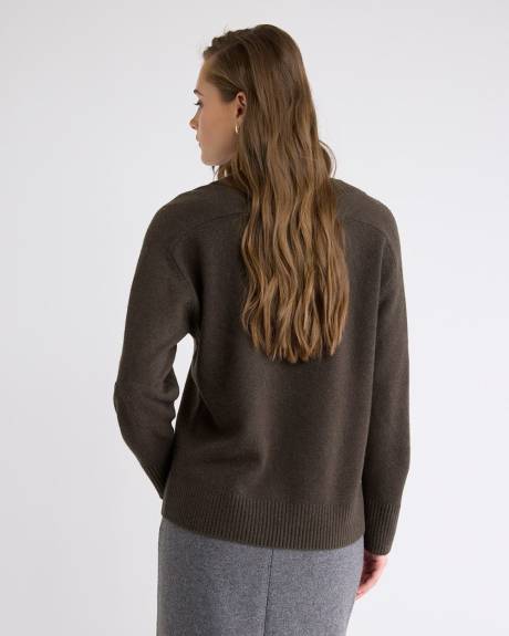 Long-Sleeve V-Neck Merino-Blend Sweater