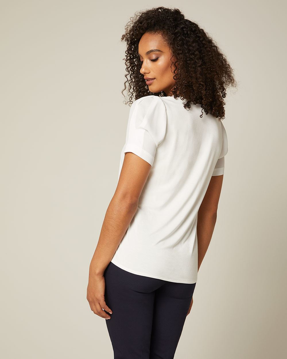 Mixed media crease sleeve tshirt RW&CO.