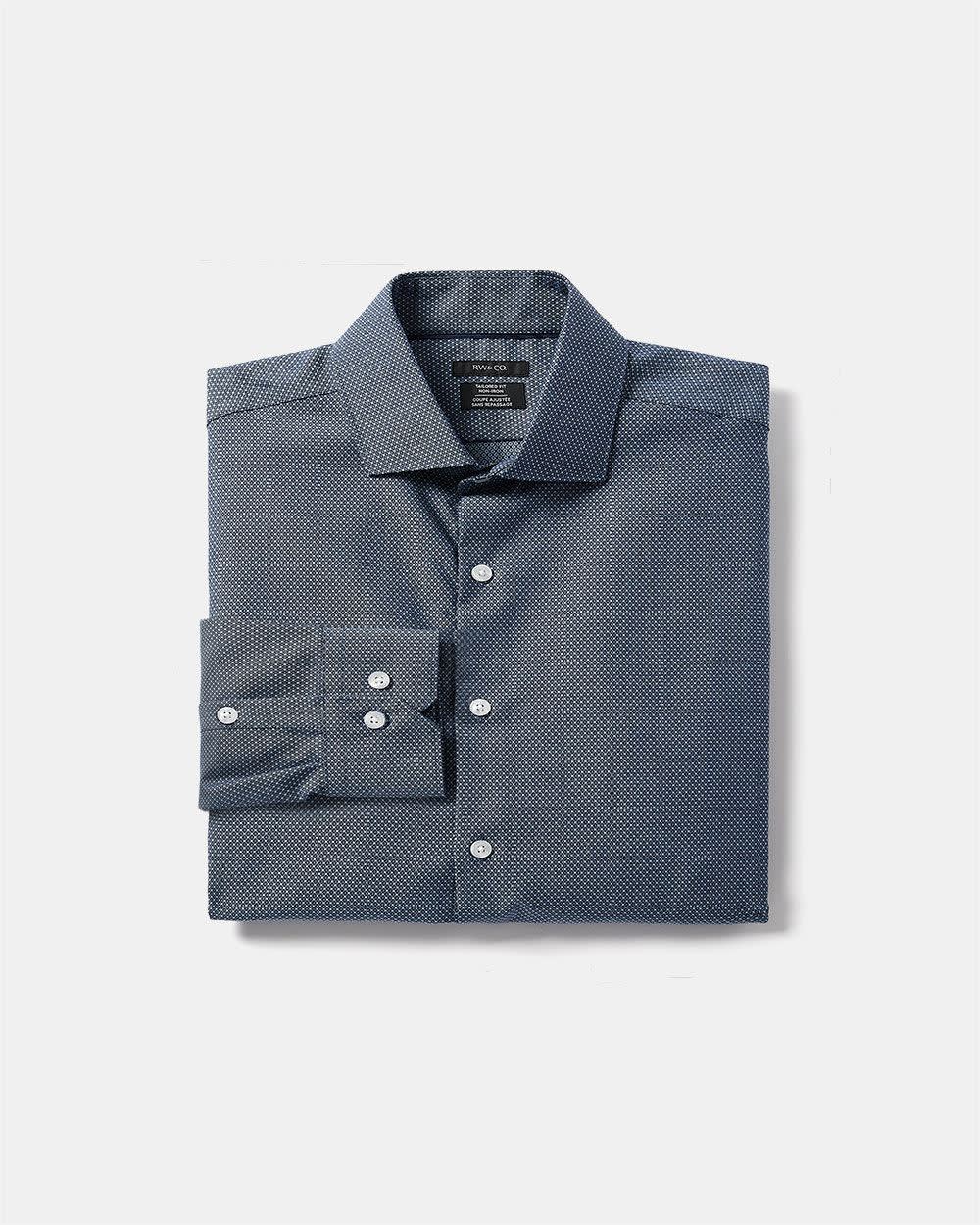 Tailored Fit Denim Dress Shirt with Dots RW&CO.