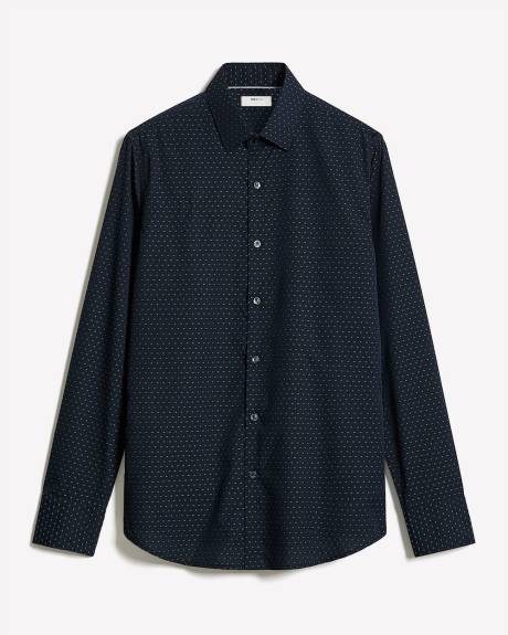 Chemise Habillée Marine à Coupe Étroite à Motif Géométrique