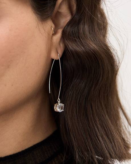 Delicate Earrings with Zirconia Pendants